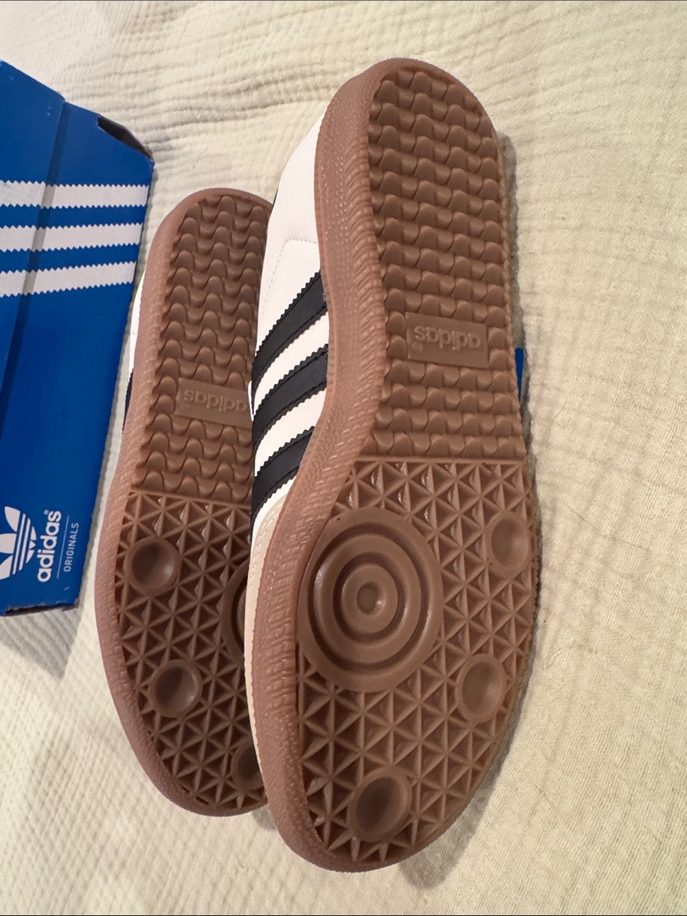 adidas Samba Sneakers in White, Black & Tan - Picture 3 of 6
